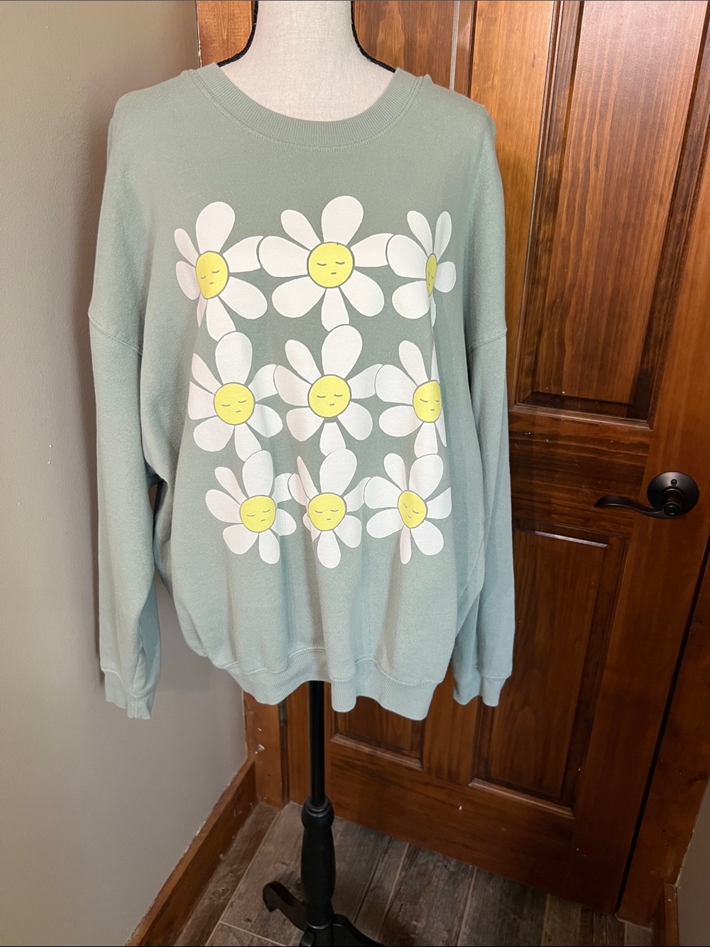 Grayson Threads Sage Green Daisy Graphic Crewneck Sweatshirt